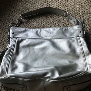 Silver coach handbag